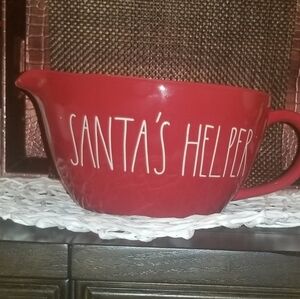 Rae Dunn "Santa's Helper" Red Ceramic Mixing Bowl NWT.